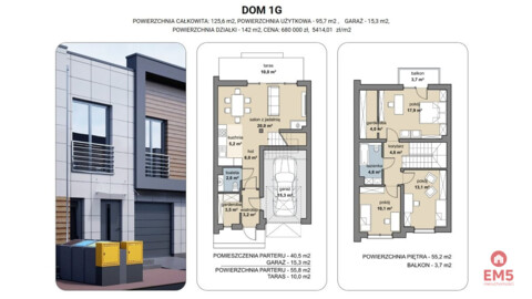 Dom szeregowy 125 m2,  Zaścianki