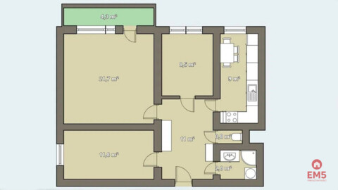 Słoneczny stok 3 oddzielne pokoje