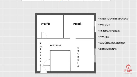 Centrum Piłsudskiego 2 pokoje parter