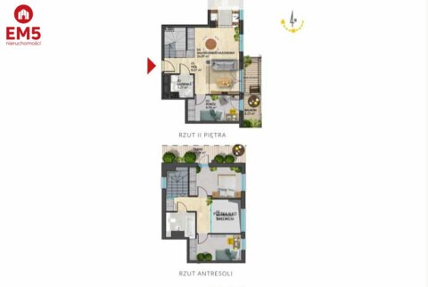 Apartament z antresolą i tarasem na dachu .