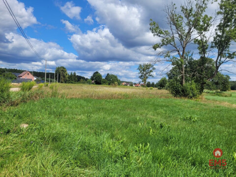Działka budowlana wśród zieleni.